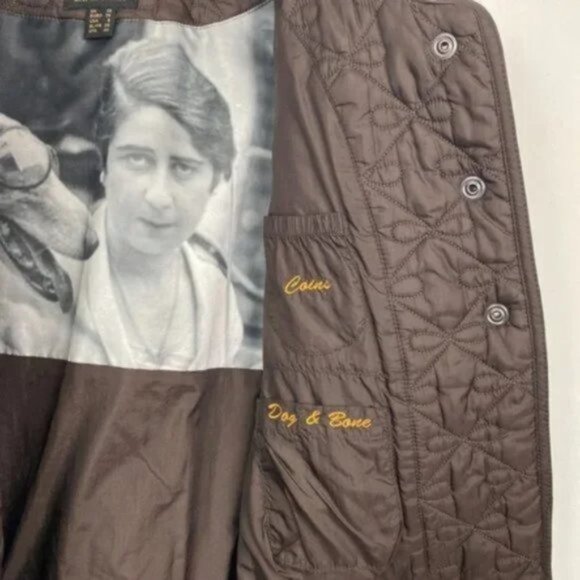 Rare Barbour x Anya Hindmarch 6 Minx Quilted Jacket Brown Bows Vintage - Picture 10 of 13